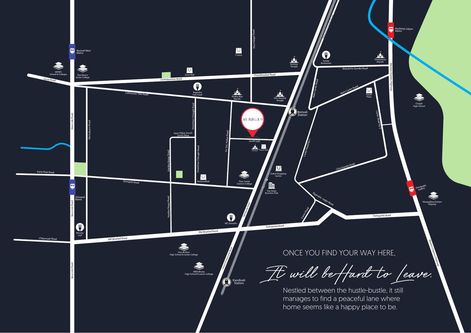 Auriga 9 location map, Borivali West
