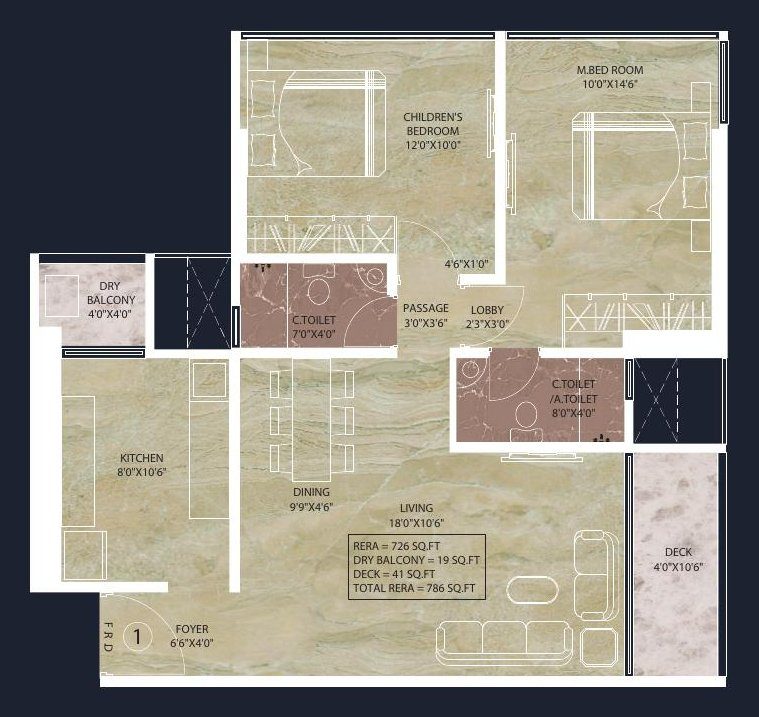 Auriga 9 floor plan 1, 786 sq.ft