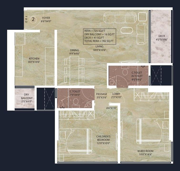 Auriga 9 floor plan 2, 782 sq.ft