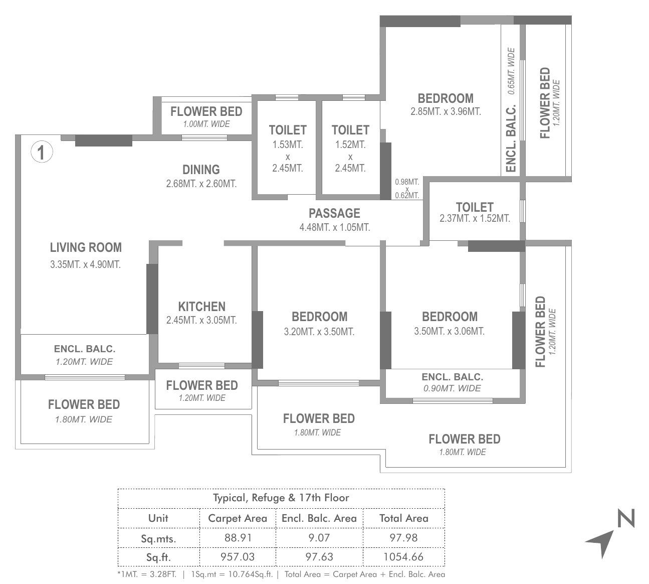 Odina A-01  3 BHK plan