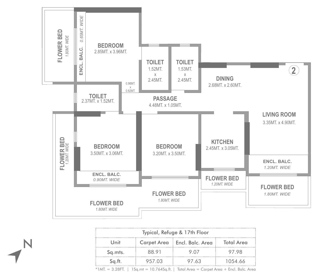 Odina A-02  3 BHK plan