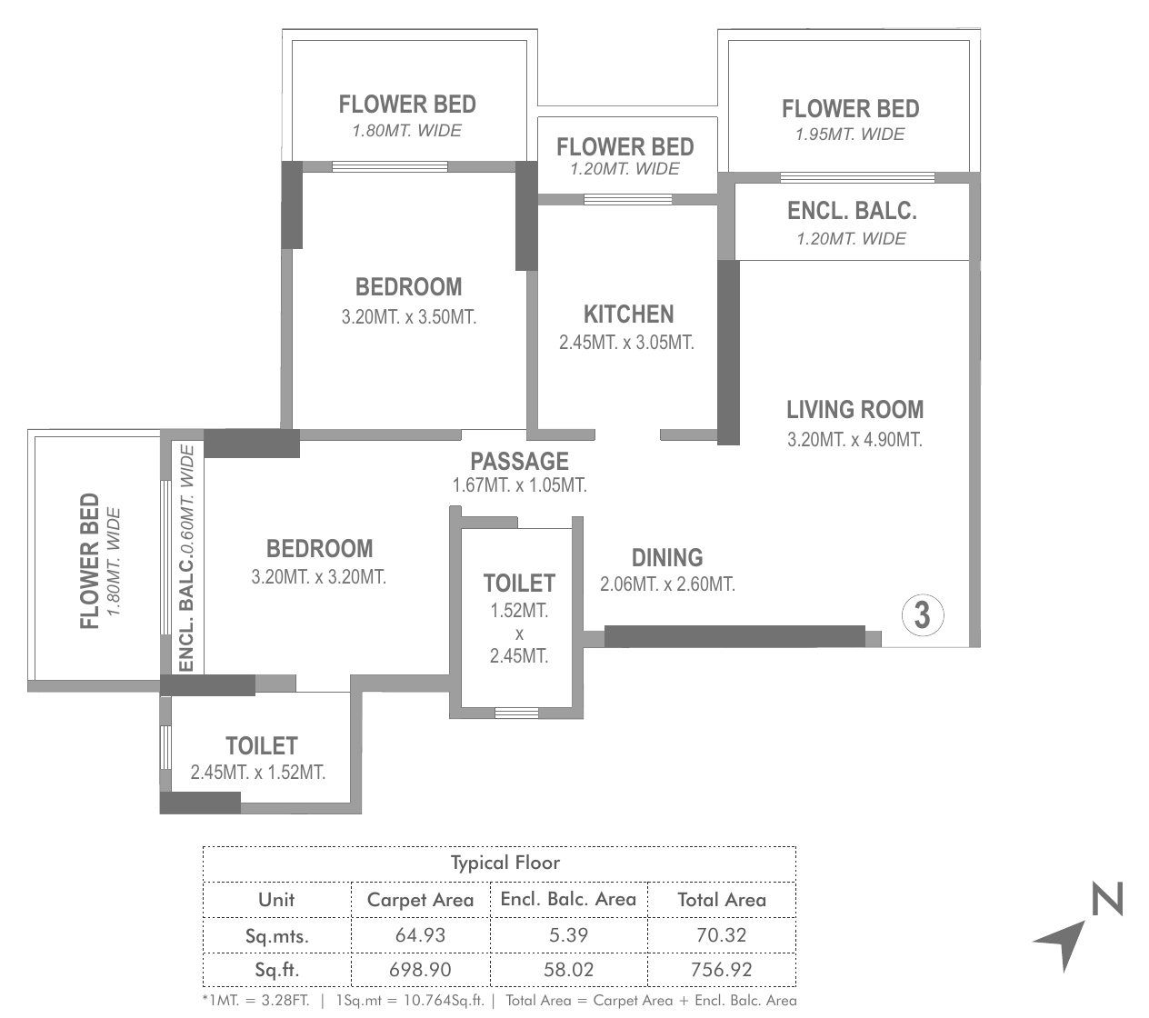 Odina A-03  2 BHK plan