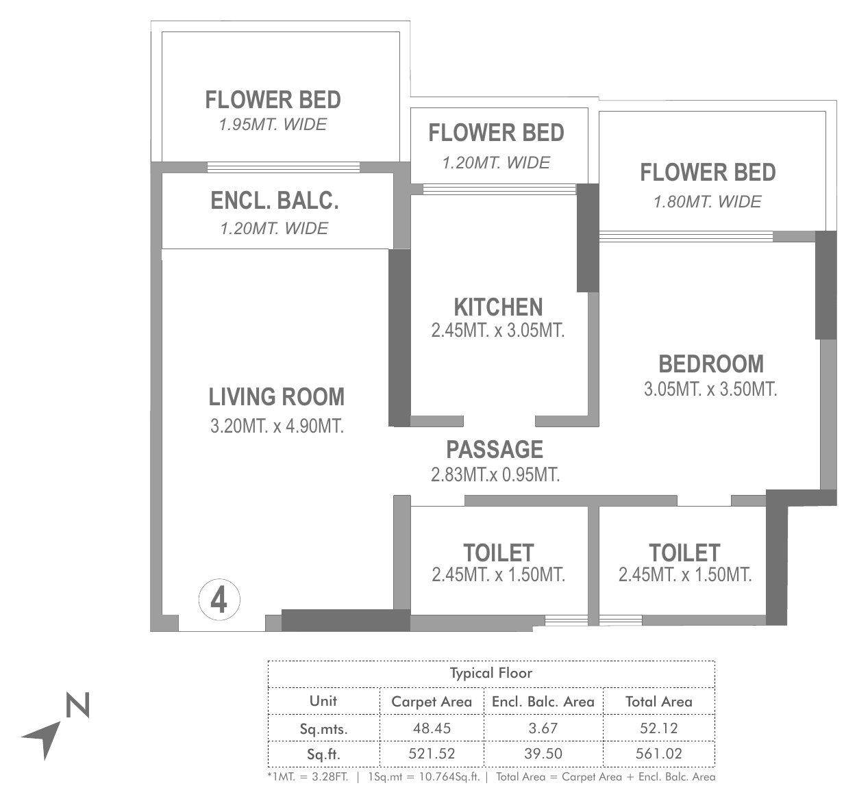 Odina A-04  1 BHK plan
