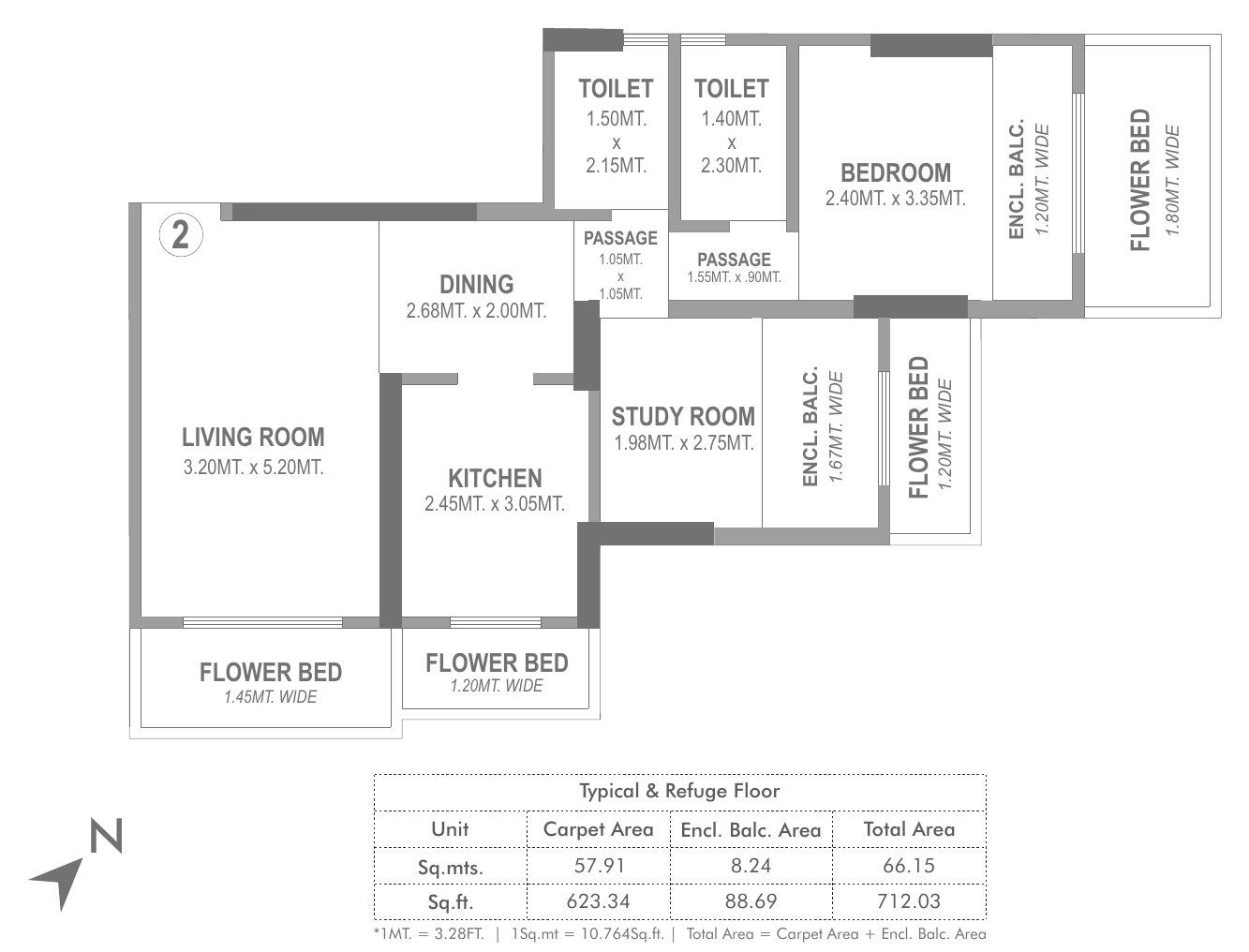 Odina B-02  2 BHK plan