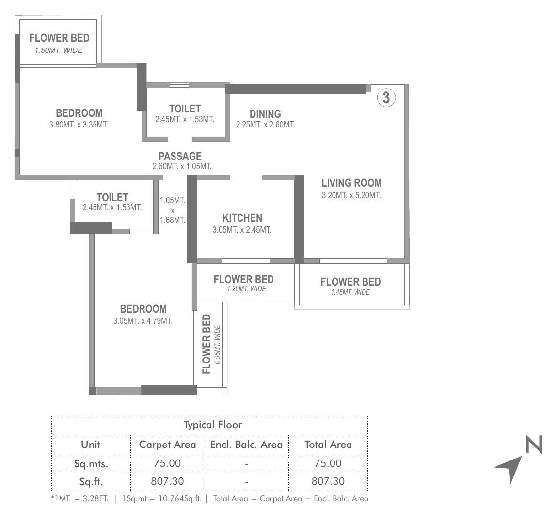 Odina B-03  2 BHK plan